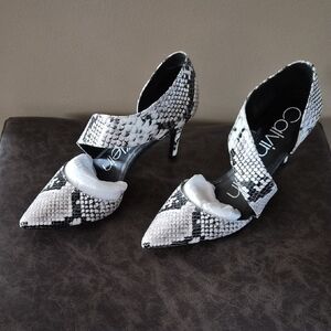 Calvin Klein Black and Cream Snakeskin Heels